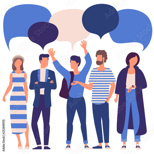people with  speech bubbles.