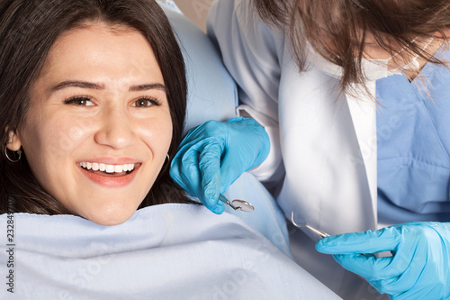 beautiful woman in dentist clinic