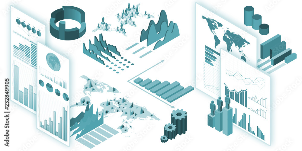 Obraz premium Various charts and graphs - 3d rendering