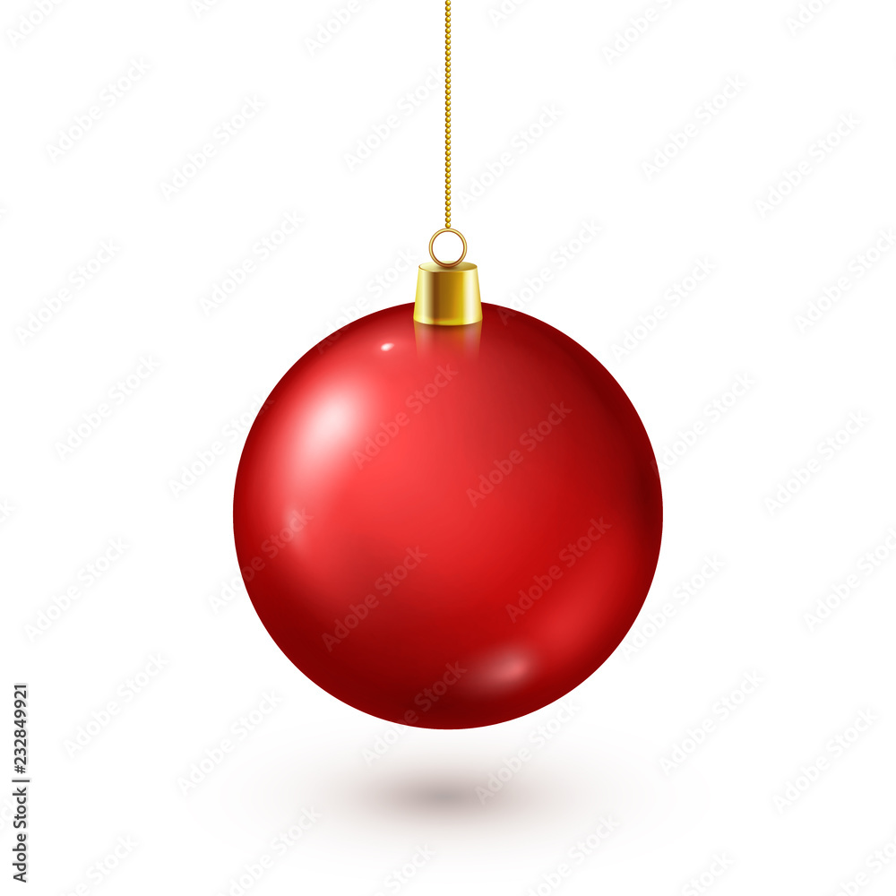 Christmas Tree Shiny Red Ball. New Year Decoration. Winter Season. December Holidays. Greeting Gift Card Or Banner Element. Christmas Tree Shiny Red Ball. New Year Decoration. Winter Season. December Holidays. Greeting Gift Card Or Banner Element.