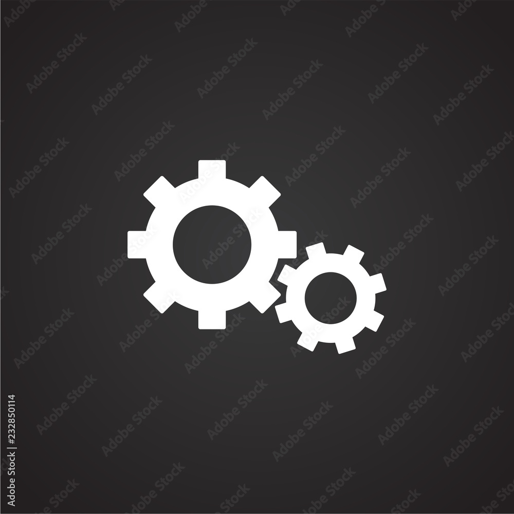 Car gears on black background icon