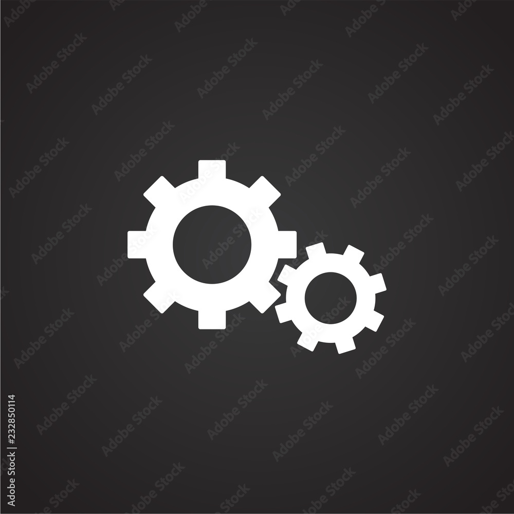 Car gears on black background icon Car gears on black background icon