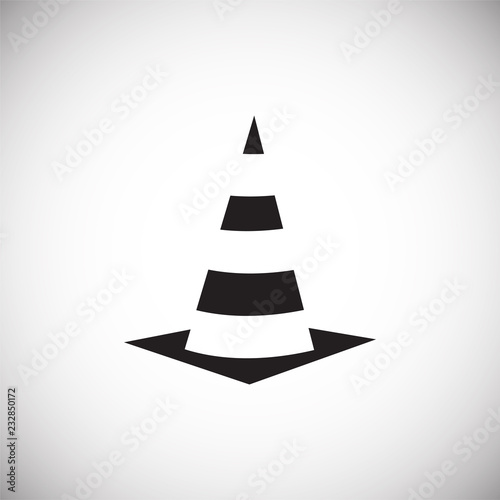 Road cone on white background icon