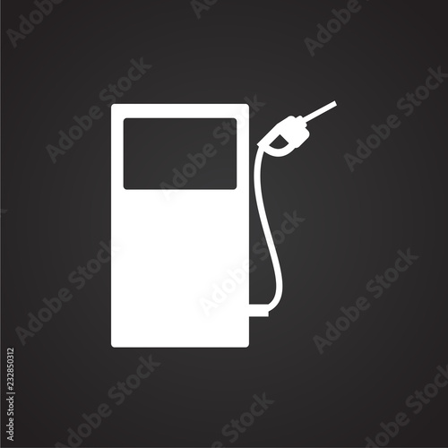 Petrol refuel station on black background icon