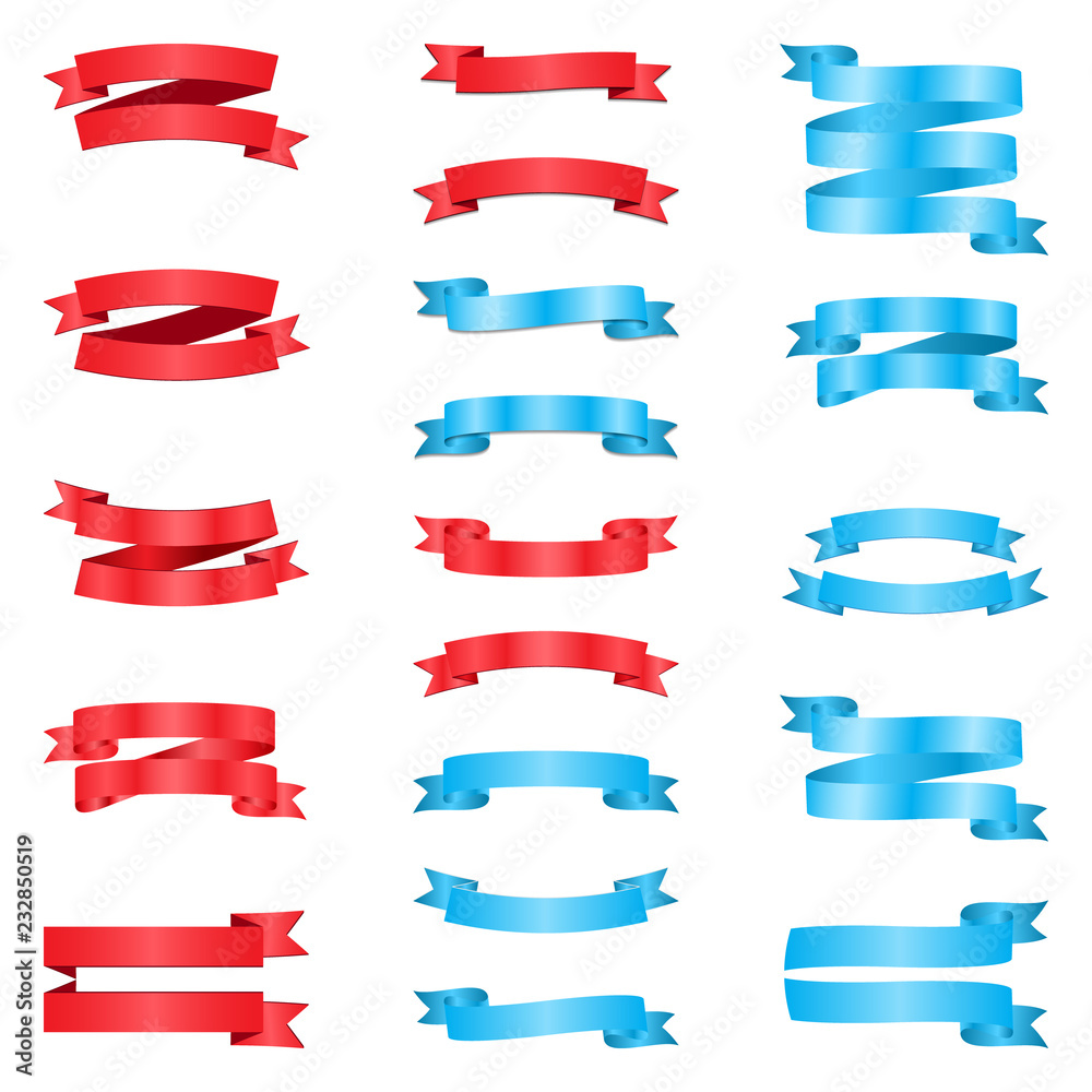 Set of red and blue ribbons