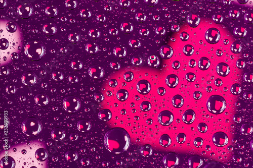 water drops with many hearts background for valentines day
