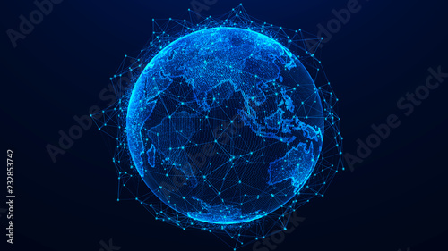 Global network concept. World map point. Global network planet Earth. 3D rendering. #232853742