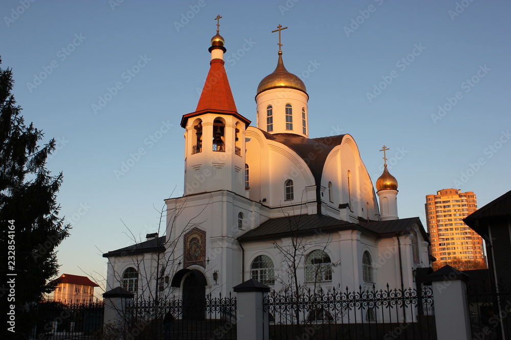 orthodox church at sunset