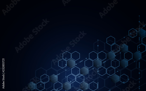 Vector hexagons pattern. Geometric abstract background with simple hexagonal elements. Medical, technology or science design. © Kingline
