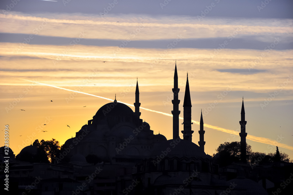 Suleymaniye Mosque at sunset Istanbul, Turkey