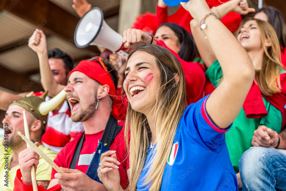 Fototapeta premium Football fans at the stadium