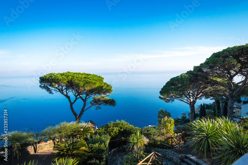 Italy, Amalfitana Coast, Ravello, view on the coast from Villa Rufolo