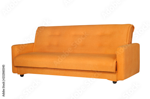 Orange sofa furniture isolated on white background
