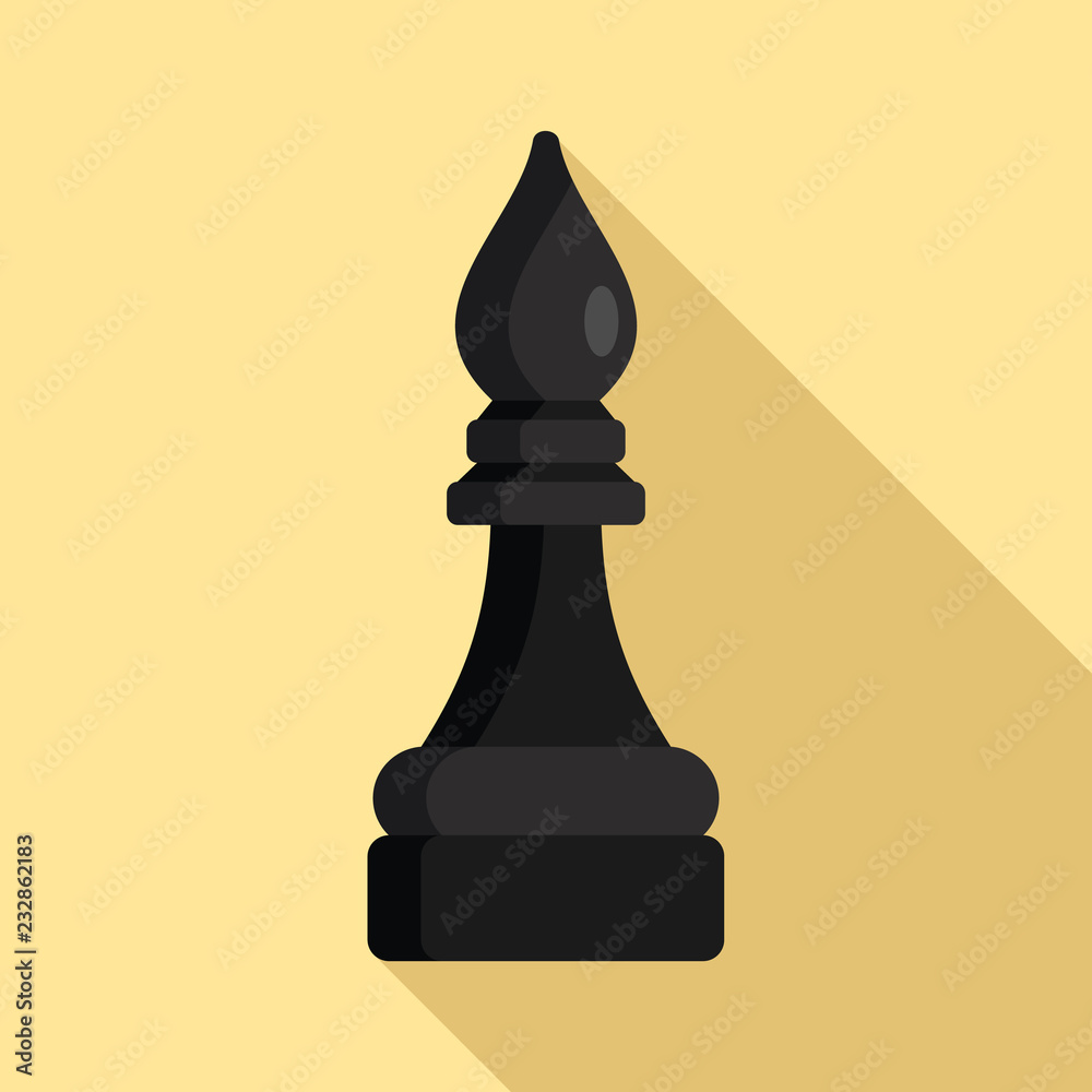 Black bishop chess piece icon. Flat illustration of black bishop chess piece vector icon for web design Black bishop chess piece icon. Flat illustration of black bishop chess piece vector icon for web design