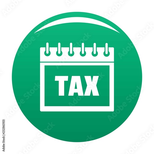 Calendar of tax icon. Simple illustration of calendar of tax vector icon for any design green