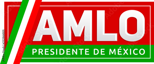 AMLO Andres Manuel Lopez Obrador, Presidente de Mexico, Mexican president spanish text, vector banner