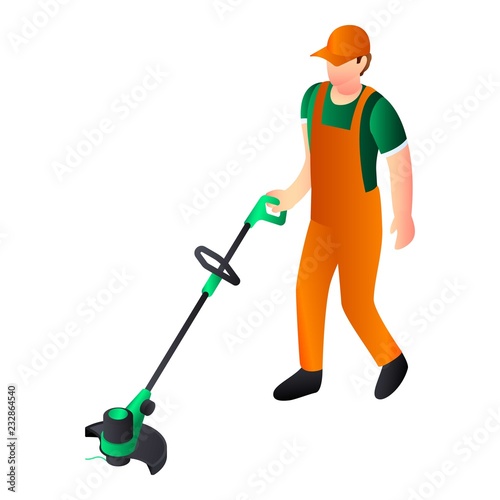 Hand grass cutter icon. Isometric of hand grass cutter vector icon for web design isolated on white background