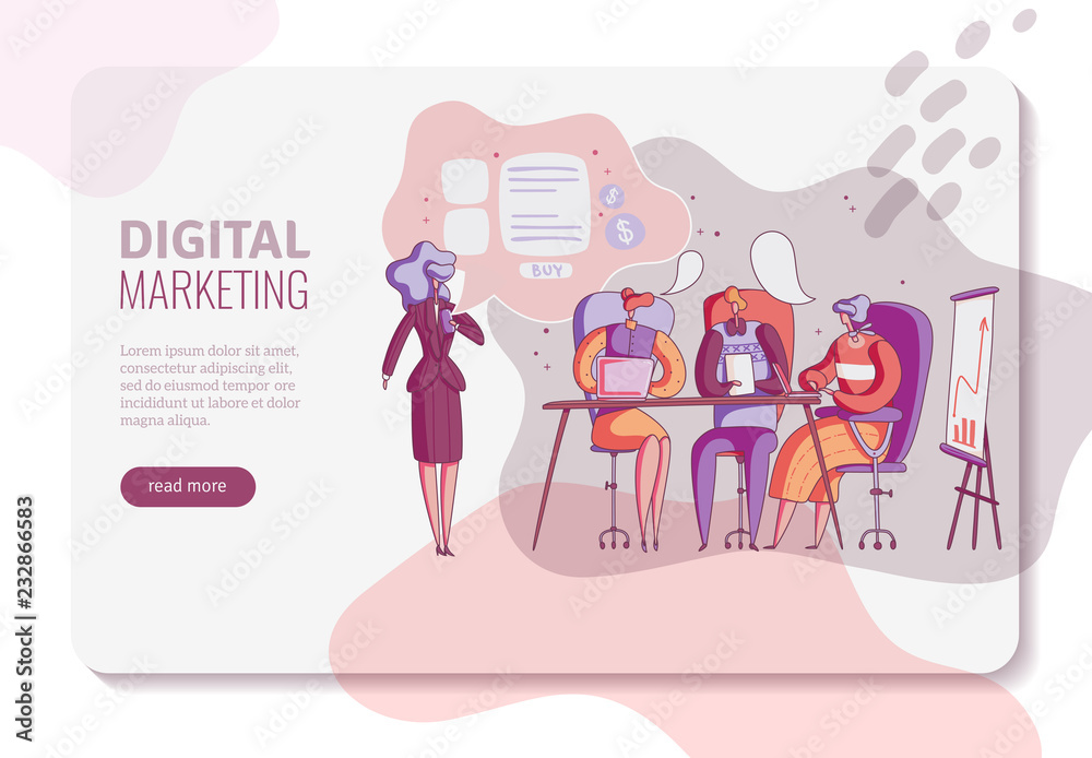 digital marketing horizontal banner layout with text