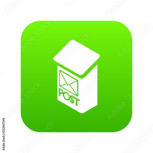 Apartment post box icon green vector isolated on white background