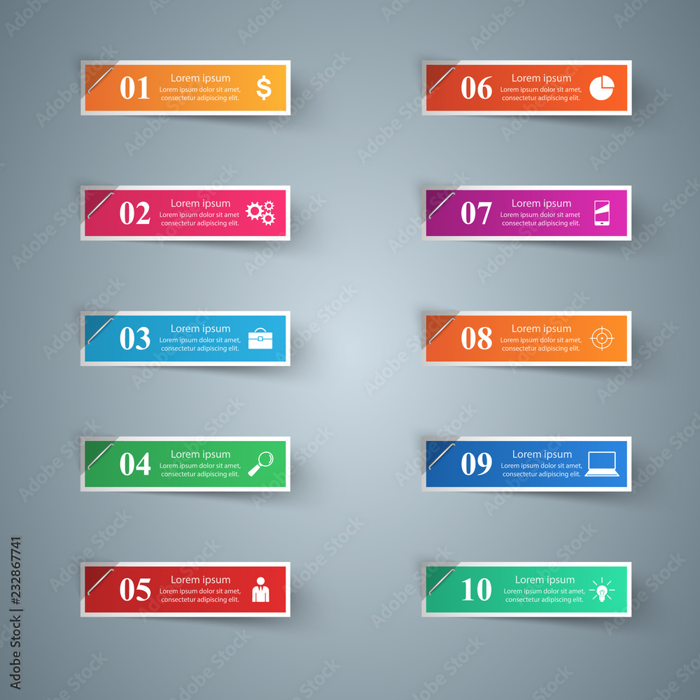 Business Infographics origami style Vector illustration. List of 10 items. Business Infographics origami style Vector illustration. List of 10 items.