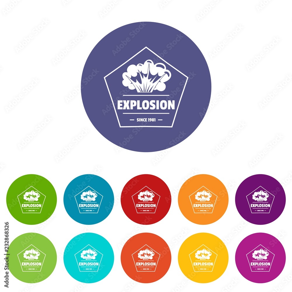 Weapon explosion icons color set vector for any web design on white background