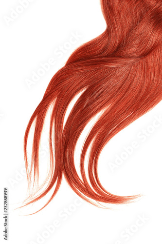 Lush red hair isolated on white background