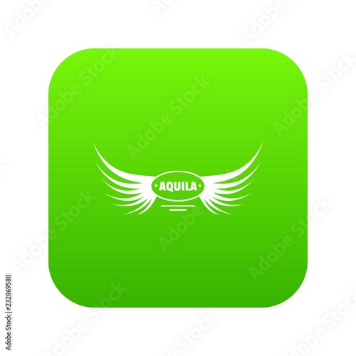 Aquila wing icon green vector isolated on white background