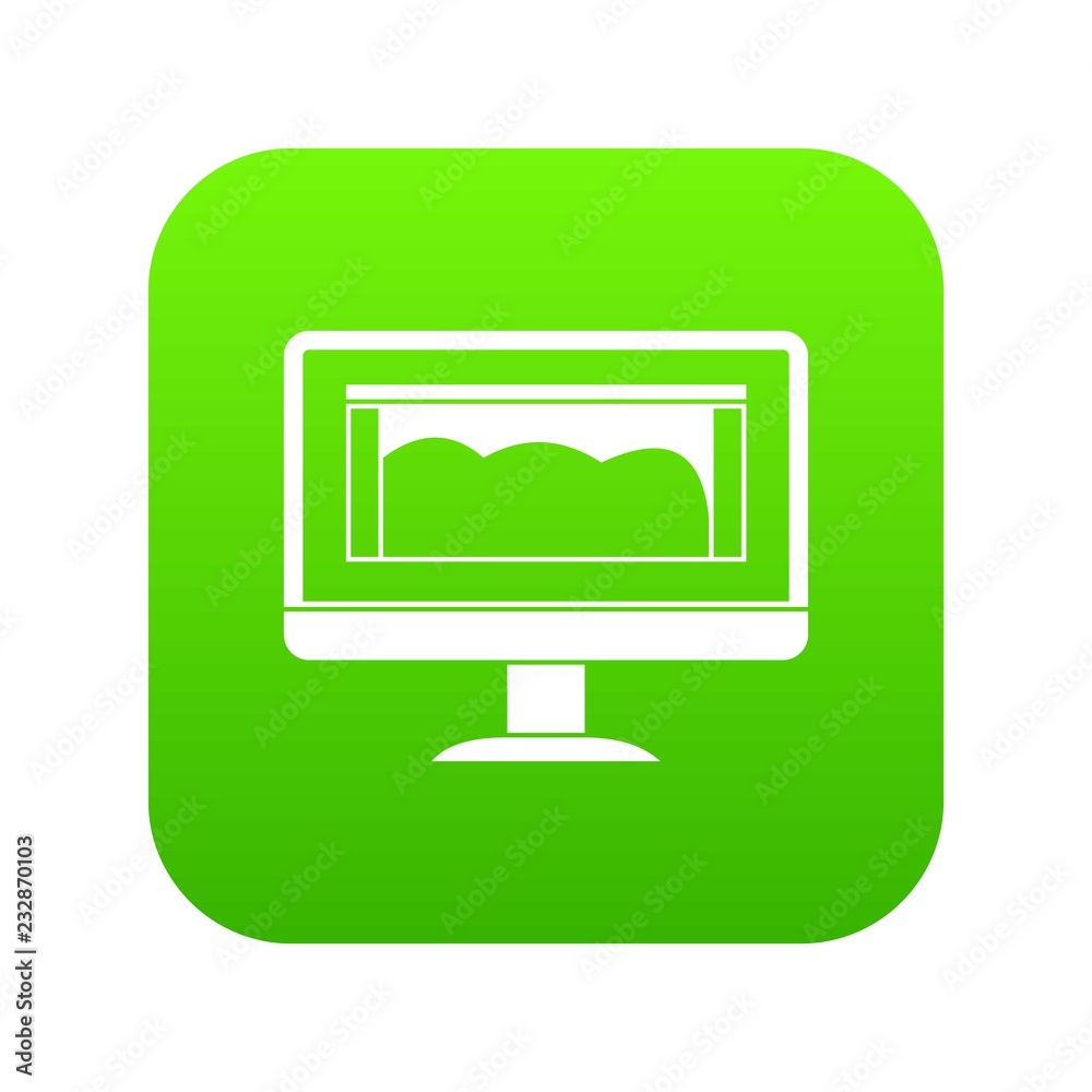 Drawing monitor icon digital green for any design isolated on white vector illustration Drawing monitor icon digital green for any design isolated on white vector illustration