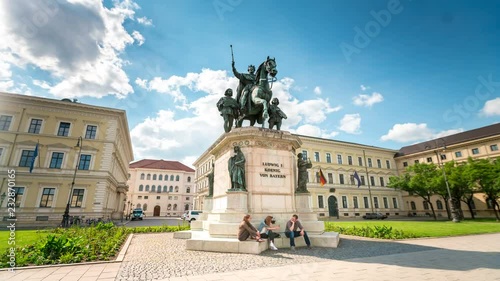 Hyperlapse footage of Statue King Ludwig 1 Of Bavaria In Munich City in Germany