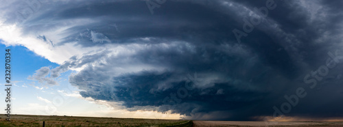 Woodrow, CO / United States - May 25, 2016: Panorama of a supercell thunderstorm in the Great Plains that later produced a tornado. photo