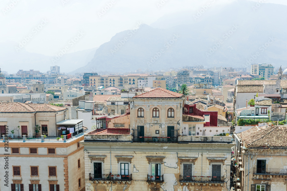 Panoramic view from roof of Cathedral Santa Vergine Maria Assunta in Palermo