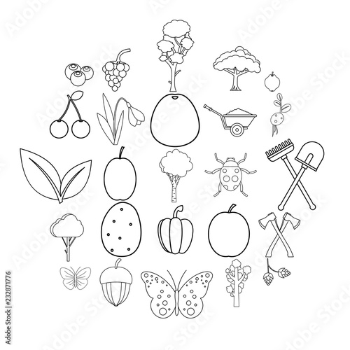 Cultivation icons set. Outline set of 25 cultivation vector icons for web isolated on white background