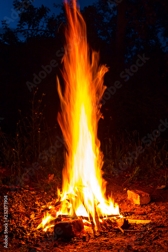 closeup camp fire at the night