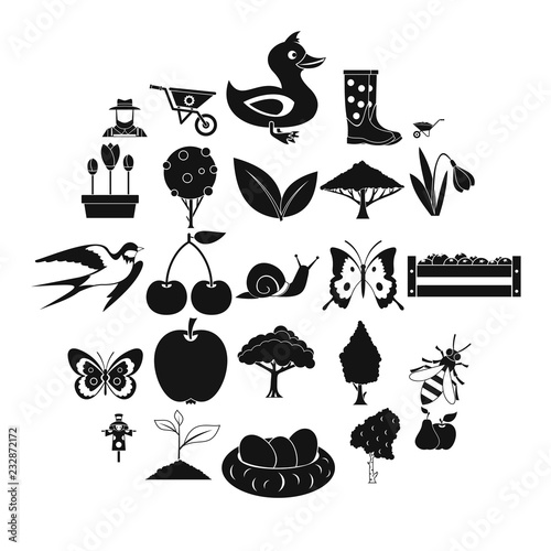Plant icons set. Simple set of 25 plant vector icons for web isolated on white background