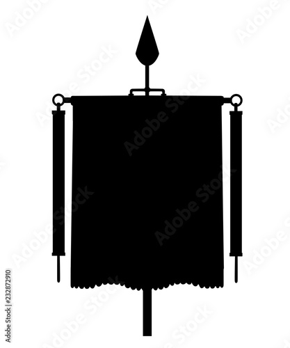 Black silhouette. Roman Vexillum. Signa militaria. Ancient Roman standard. Flat vector illustration isolated on white background