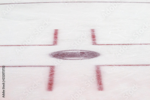 Foto Face off circle, ice hockey. Winter sport.