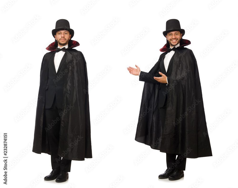 Man magician isolated on white Man magician isolated on white