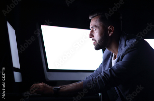 close up.businessman using computer.