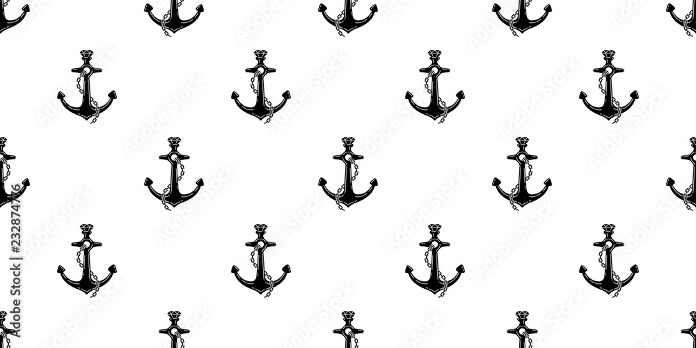 Anchor Seamless Pattern vector boat helm diamond gem nautical maritime tropical background isolated wallpaper
