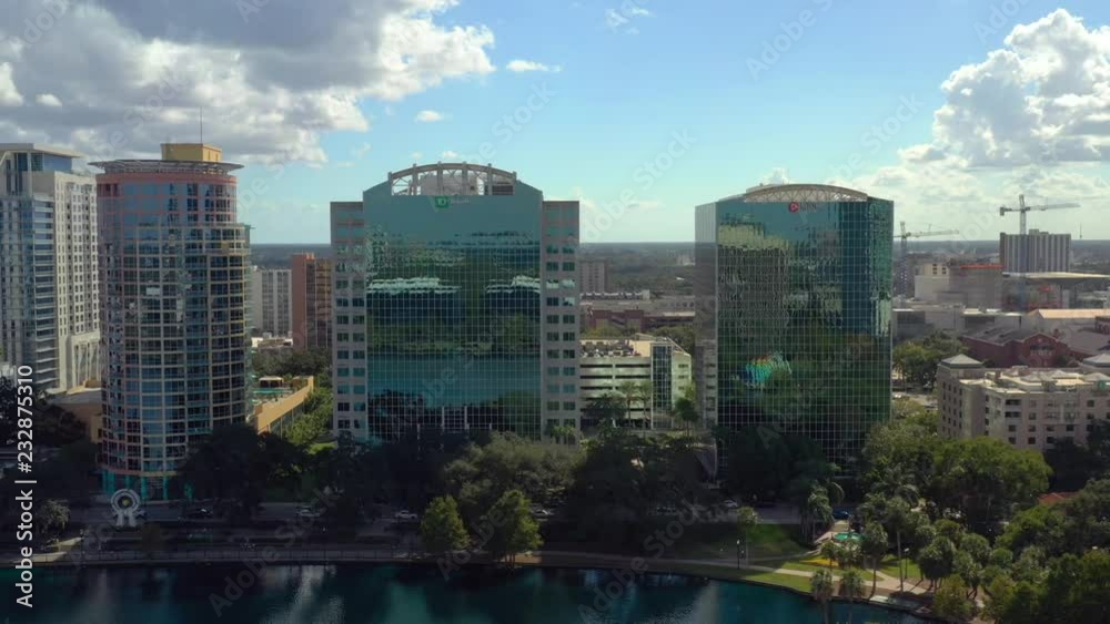 Aerial video Orlando Lake Eola Heights business district Aerial video Orlando Lake Eola Heights business district