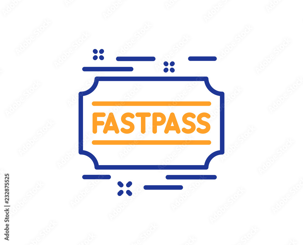 Vecteur Stock Fastpass line icon. Amusement park ticket sign. Fast track  symbol. Colorful outline concept. Blue and orange thin line color icon.  Fastpass Vector | Adobe Stock