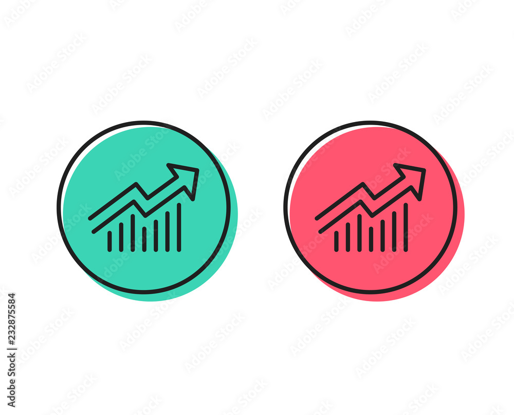 Chart line icon. Report graph or Sales growth sign. Analysis and Statistics data symbol. Positive and negative circle buttons concept. Good or bad symbols. Demand curve Vector Chart line icon. Report graph or Sales growth sign. Analysis and Statistics data symbol. Positive and negative circle buttons concept. Good or bad symbols. Demand curve Vector