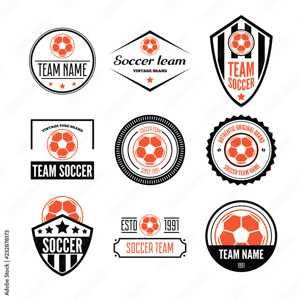 Set of Football or soccer Club Logo Set Vector Template Design