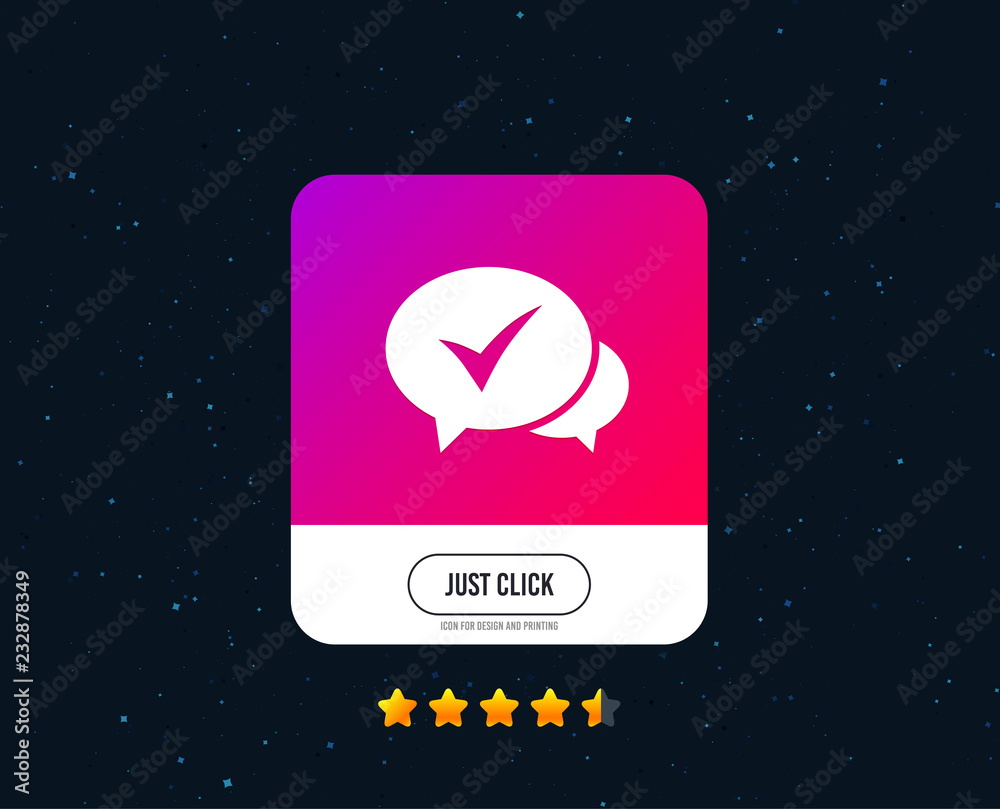Check sign icon. Yes or Tick symbol. Confirm. Web or internet icon design. Rating stars. Just click button. Vector Check sign icon. Yes or Tick symbol. Confirm. Web or internet icon design. Rating stars. Just click button. Vector