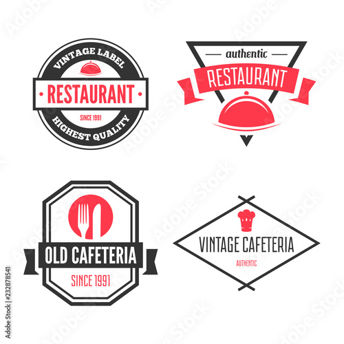 Restaurant Logos, Badges and Labels Design Elements set in vintage style