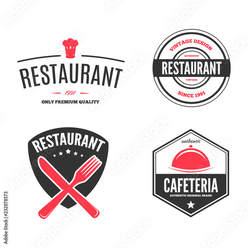 Restaurant Logos, Badges and Labels Design Elements set in vintage style