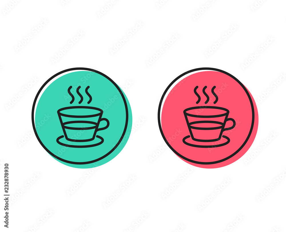Coffee and Tea line icon. Hot drink sign. Fresh beverage symbol. Positive and negative circle buttons concept. Good or bad symbols. Coffee cup Vector Coffee and Tea line icon. Hot drink sign. Fresh beverage symbol. Positive and negative circle buttons concept. Good or bad symbols. Coffee cup Vector