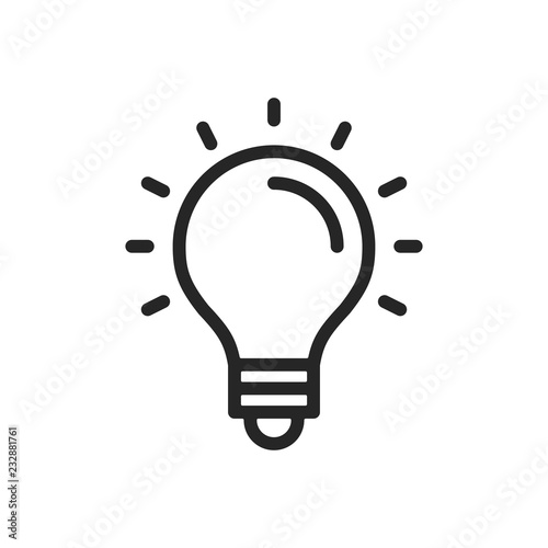 Light bulb line icon. Thin line design. Vector icon photo