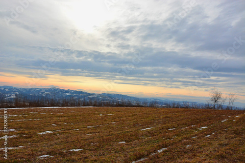 landscape with mountains and clouds