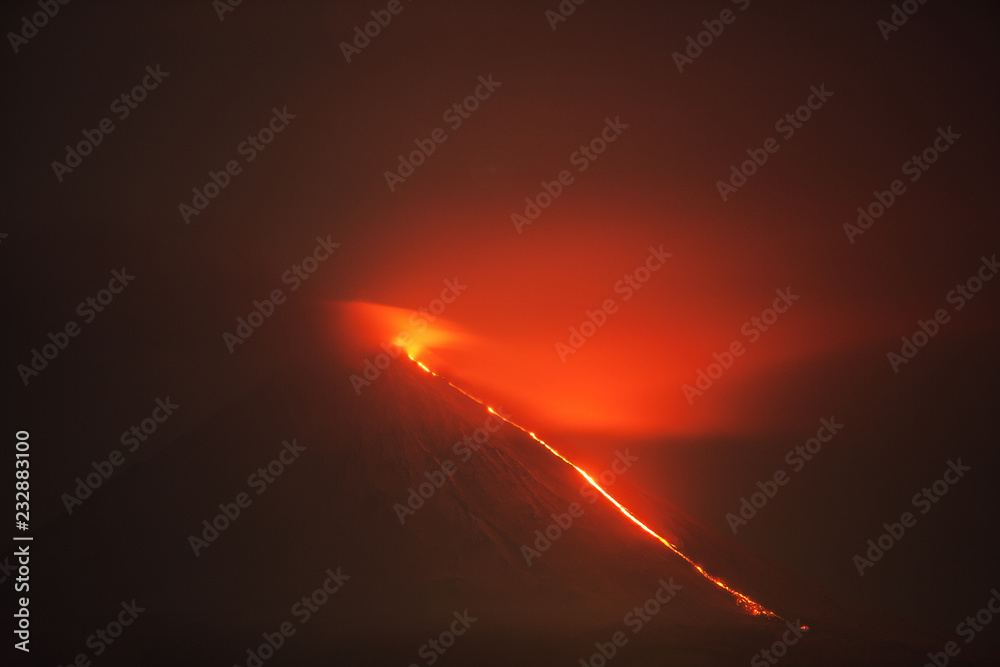 night flame of a volcano
